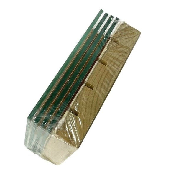 The Gallery Collection Tempered Art Glass Coasters With Wooden Stand 4" x 4" - Picture 5 of 5